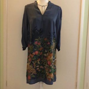 Anthropologie shift dress with fox and flowers. S